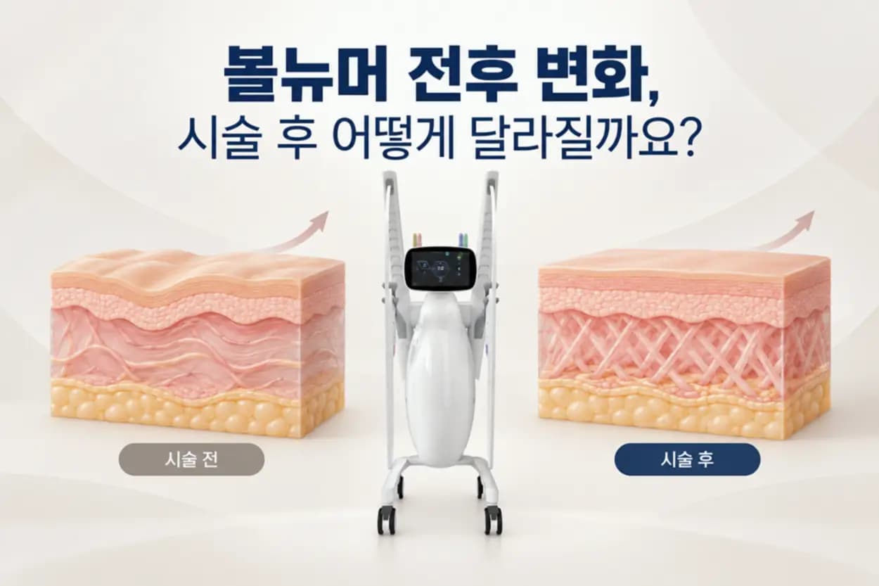 볼뉴머 300샷과 600샷의 조사 범위 차이를 좌우로 비교한 볼뉴머 전후 탄력 변화 썸네일